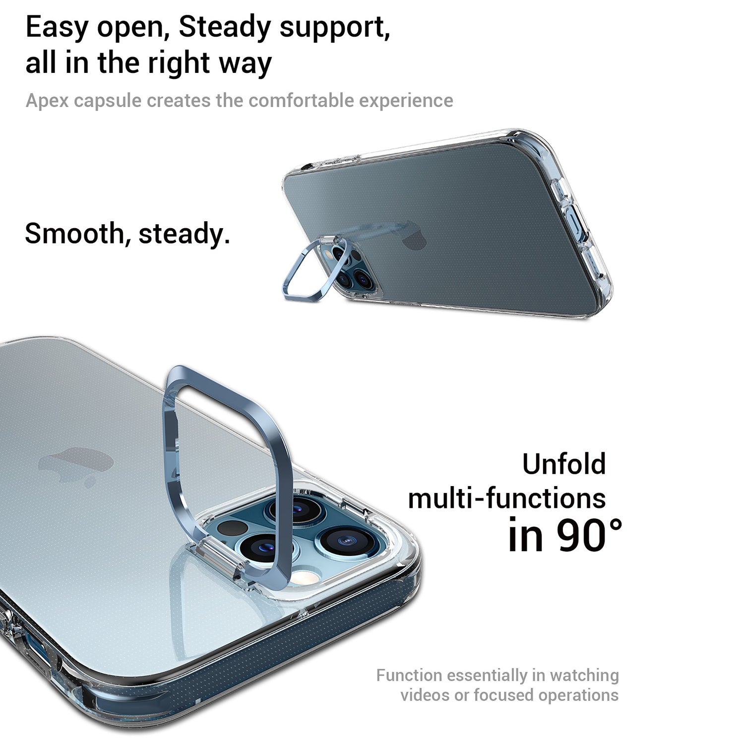 Apex Capsule Series for iPhone 12 6.1 inch 12 Pro 6.1 inch Anti-Fall Protective Case Anti-Yellowing TPU Phone Case with Lens Frame Kickstand Apex Capsule Series for iPhone 12 6.1 inch 12 Pro 6.1 inch Anti-Fall Protective Case Anti-Yellowing TPU Phone Case with Lens Frame Kickstand